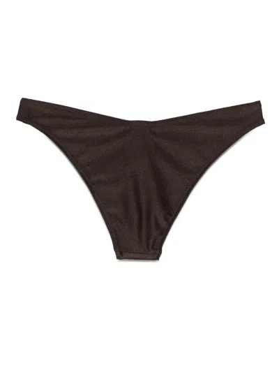 Zimmermann Brown Bikini Bottoms With Gold Detail In Burgundy