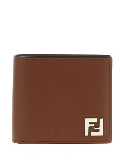 Fendi Leather And Ff Canvas Compact Bi-fold Wallet
