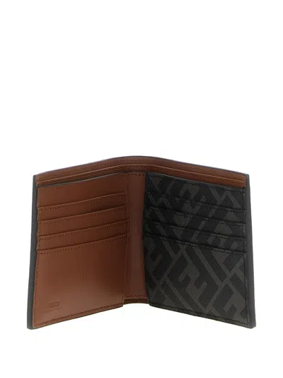 Fendi Leather And Ff Canvas Compact Bi-fold Wallet