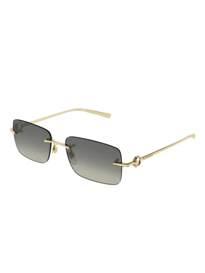 Gucci Rectangle-frame Gradient Sunglasses In Gold