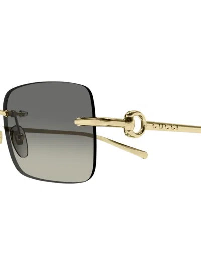 Gucci Rectangle-frame Gradient Sunglasses In Gold