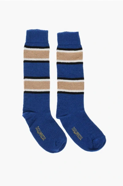 Dsquared2 Wool Blend Mid Crew Socks With Striped Details Grösse 44-45