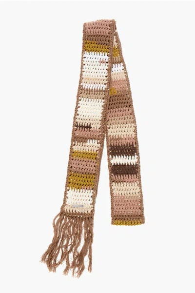 Dsquared2 Fringed Crochet Scarf