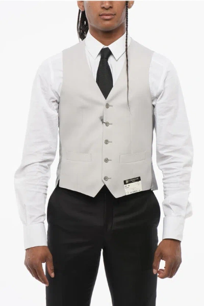 Corneliani 5 Buttons Wool Vest With Jetted Pockets Grösse 44 In Multi