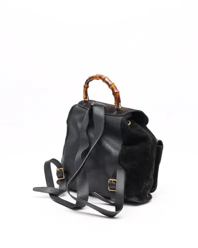 Gucci Bamboo Suede Backpack In Black