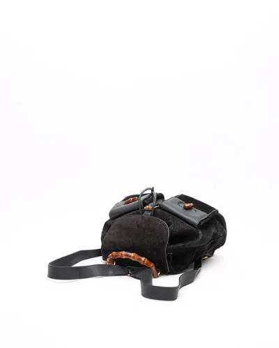 Gucci Bamboo Suede Backpack In Black