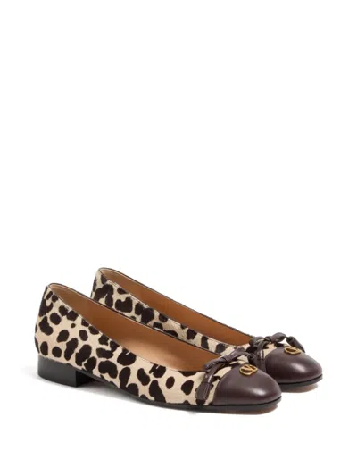 Valentino Garavani Ballerina Leather-trimmed Leopard-print Calf Hair Flats In Multi