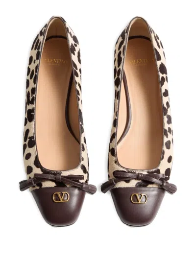 Valentino Garavani Ballerina Leather-trimmed Leopard-print Calf Hair Flats In Multi