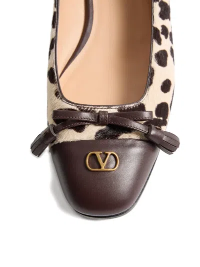 Valentino Garavani Ballerina Leather-trimmed Leopard-print Calf Hair Flats In Multi