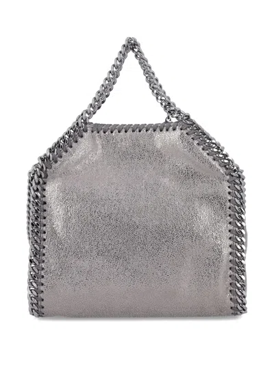Stella Mccartney Silver-tone Grey Bag With Decorative Stitching And Chain Strap In Silver