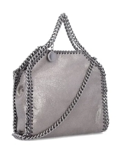 Stella Mccartney Silver-tone Grey Bag With Decorative Stitching And Chain Strap In Silver