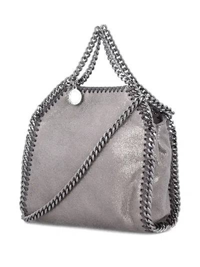 Stella Mccartney Silver-tone Grey Bag With Decorative Stitching And Chain Strap In Silver