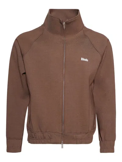 Rhude Hampton Zip-up Track Jacket In Taupe
