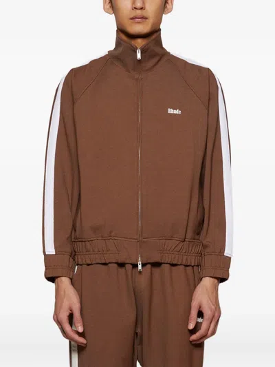 Rhude Hampton Zip-up Track Jacket In Taupe