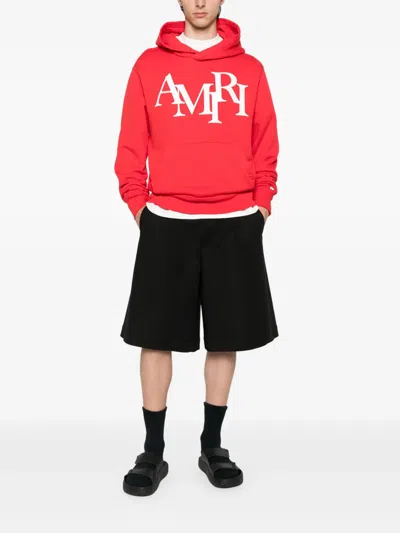 Amiri Staggered Hoodie In Red