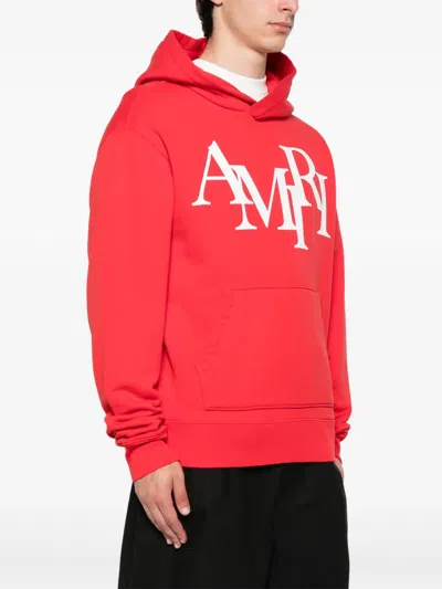 Amiri Staggered Hoodie In Red