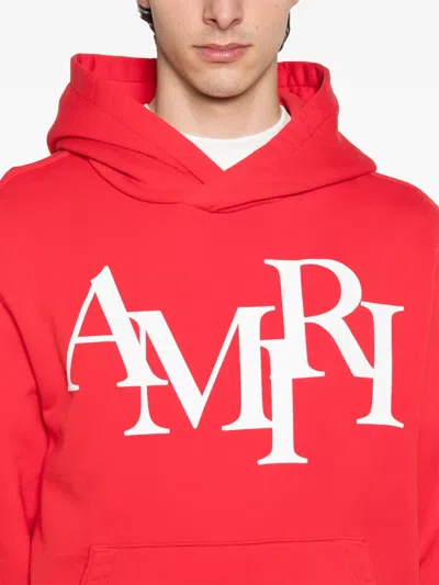 Amiri Staggered Hoodie In Red