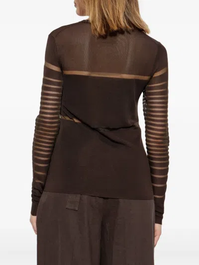 Helmut Lang Spaced Sheer Long-sleeve Top In Black