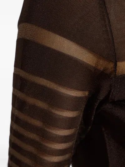 Helmut Lang Spaced Sheer Long-sleeve Top In Black