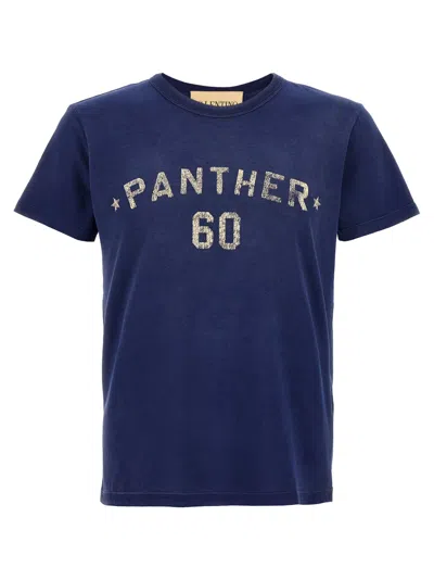 Valentino Panther Graphic Print Crew Neck T-shirt In Blue