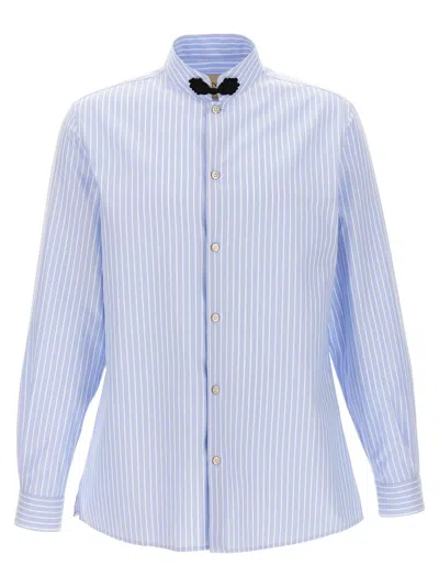 Valentino Cotton Oxford Shirt With Toggle In Blue