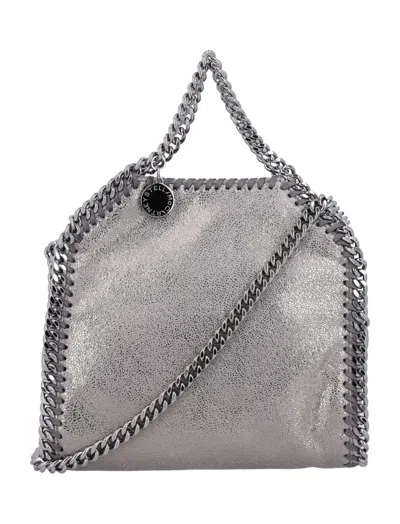 Stella Mccartney Silver-tone Grey Bag With Decorative Stitching And Chain Strap In Silver