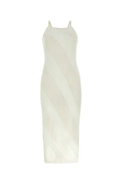 Gimaguas Two-tone Nylon Blend Fuzzy Dress In White