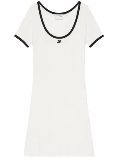 Courrèges Black/white Mini Dress In Cotton