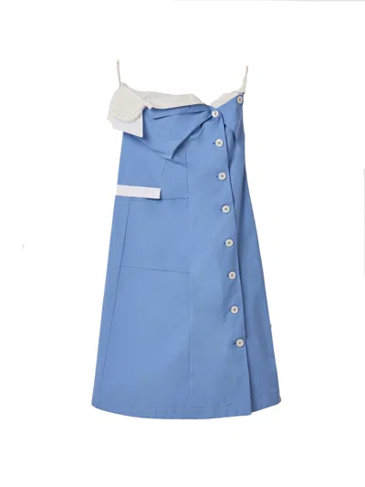 Miu Miu Light Blue Deconstructed Mini Dress