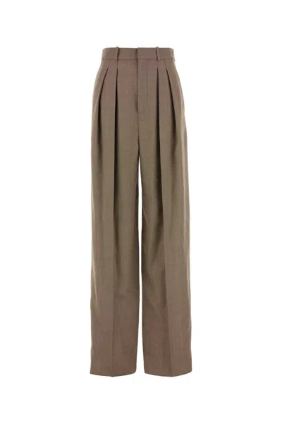 Saint Laurent Wide-leg Tailored Pants In Caviar Wool