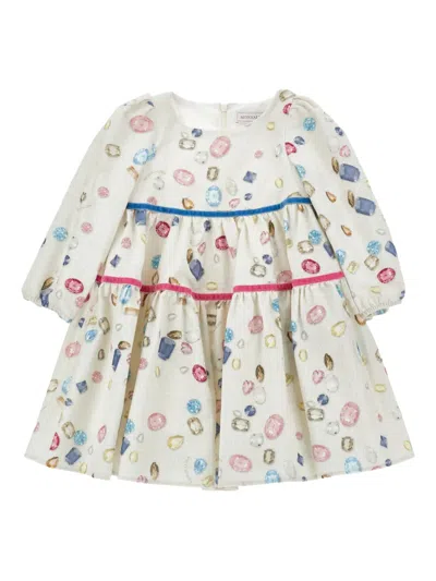 Monnalisa Kids' Rüschenkleid Mit Schmucksteinen In Multi