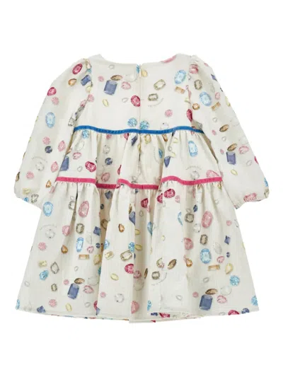 Monnalisa Kids' Rüschenkleid Mit Schmucksteinen In Multi