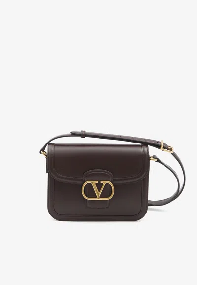 Valentino Garavani 9 To 5 Flap Leather Saddle Shoulder Bag In Oak Brown