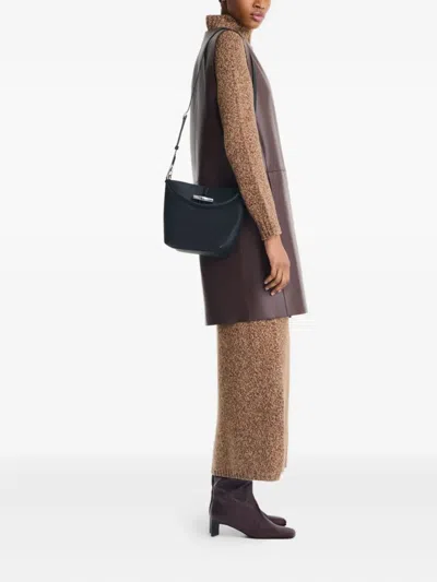 Longchamp Medium Le Roseau Leather Hobo Bag In Black