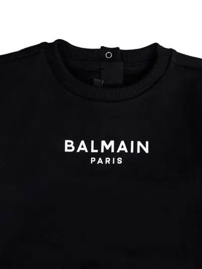 Balmain Black Sweatshirt For Babykids With Logo