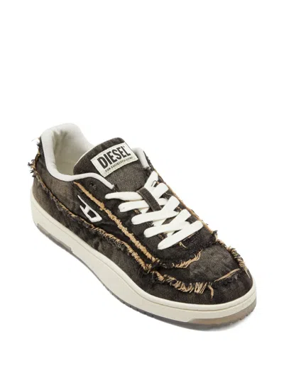 Diesel Casual Low-top Sneakers Frayed Detail In Black