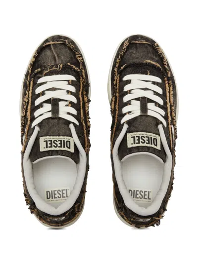 Diesel Casual Low-top Sneakers Frayed Detail In Black