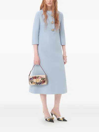 Valentino Crepe Couture Midi Dress In Blue-gray