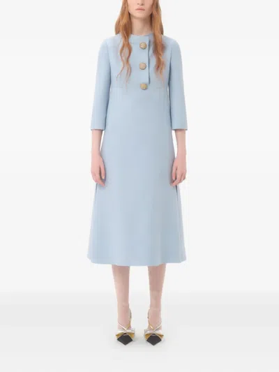 Valentino Crepe Couture Midi Dress In Blue-gray