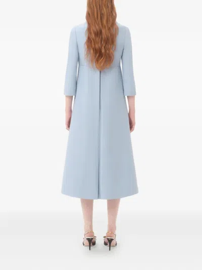 Valentino Crepe Couture Midi Dress In Blue-gray