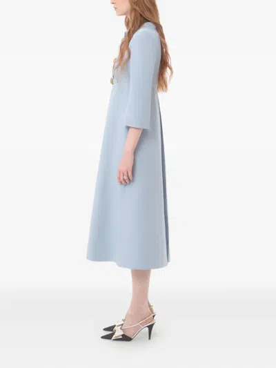 Valentino Crepe Couture Midi Dress In Blue-gray