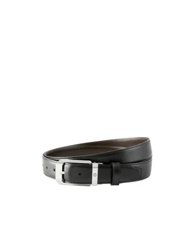 Montblanc Leather Reversible Pin Buckle Belt In Black,brown