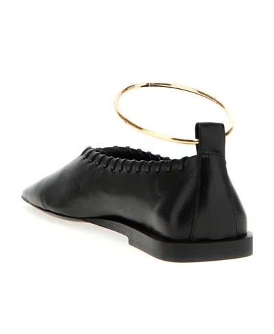 Jil Sander Ring Whipstitch-trimmed Leather Ballet Flats