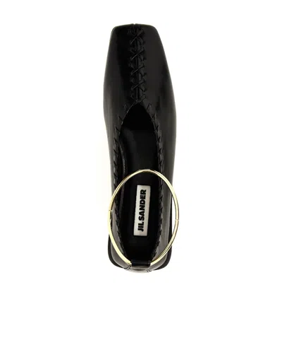 Jil Sander Ring Whipstitch-trimmed Leather Ballet Flats