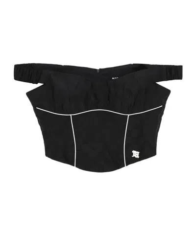 Misbhv Fitted Off-the-shoulder Textured Corset Top