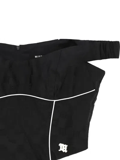 Misbhv Fitted Off-the-shoulder Textured Corset Top