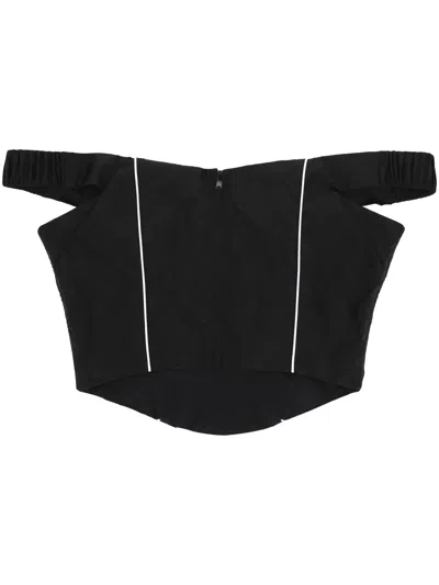 Misbhv Fitted Off-the-shoulder Textured Corset Top