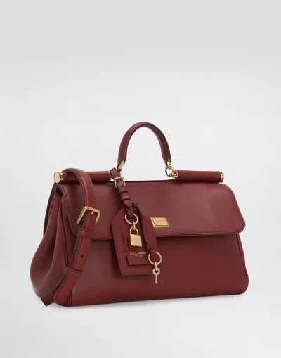 Dolce & Gabbana Medium Sicily Padlock-embellished Leather Handbag In Red