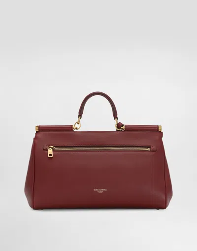 Dolce & Gabbana Medium Sicily Padlock-embellished Leather Handbag In Red