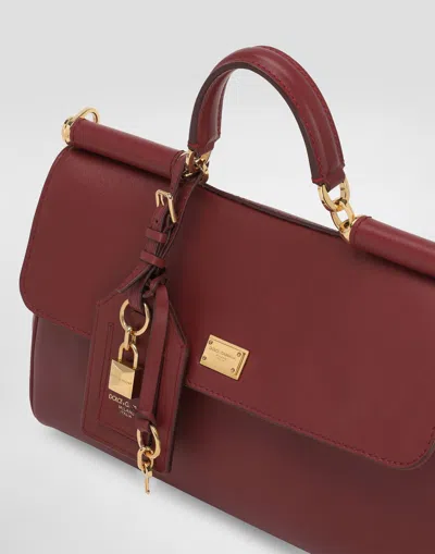 Dolce & Gabbana Medium Sicily Padlock-embellished Leather Handbag In Red